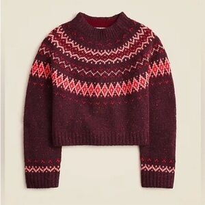 NWT J. Crew Fair Isle wide mockneck sweater in dark lantern red
